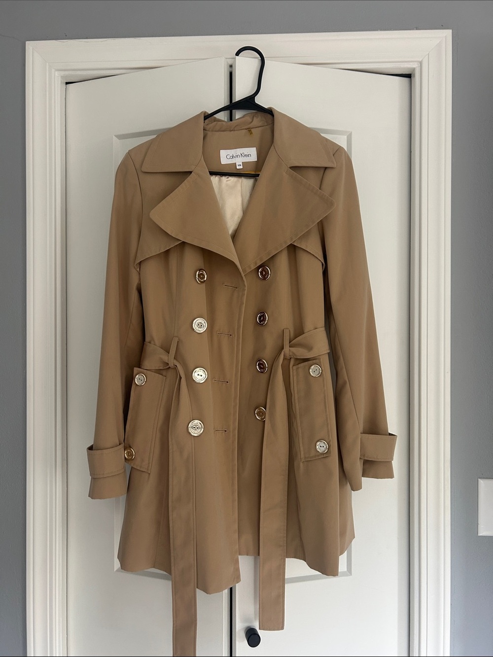 Calvin Klein Tan Double-Breasted Trench Coat